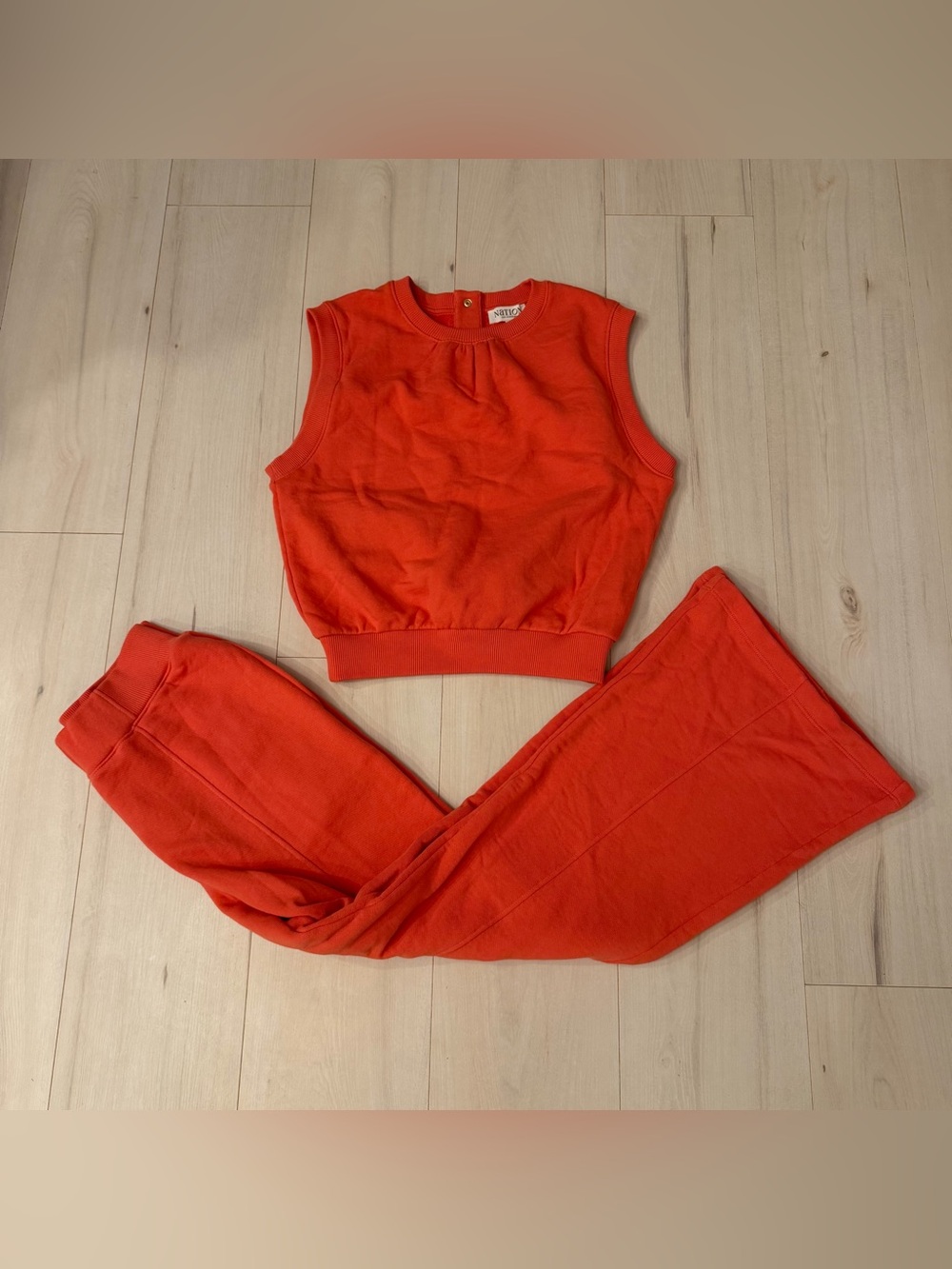 Women’s Nation LA Orange Sleeveless Crop Top & Track Pants Set